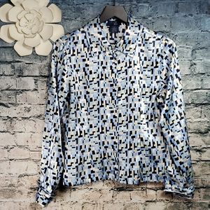 5/$30 🎀 Rag | Satin Geometric Print Button-Up Blouse Top
